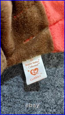 Ty Beanie Babies Gobbles the Turkey, Rare with Tag Errors and PVC Pellets