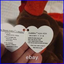 Ty Beanie Babies Gobbles the Turkey, Rare with Tag Errors and PVC Pellets Ty Beanie Babies Gobbles the Turkey, Rare with Tag Errors and PVC Pellets