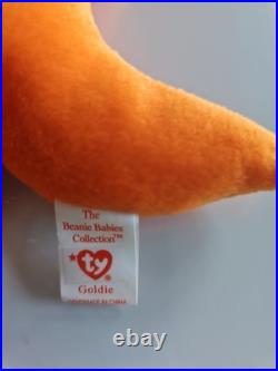 Ty Beanie Babies Goldie the Goldfish 4023 PVC Pellets RARE Mint Ty Beanie Babies Goldie the Goldfish 4023 PVC Pellets RARE Mint