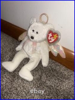 Ty Beanie Babies Halo the Angel Bear Toy (Tag Errors, Brown Nose, RARE) Ty Beanie Babies Halo the Angel Bear Toy (Tag Errors, Brown Nose, RARE)