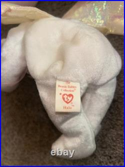 Ty Beanie Babies Halo the Angel Bear Toy (Tag Errors, Brown Nose, RARE) Ty Beanie Babies Halo the Angel Bear Toy (Tag Errors, Brown Nose, RARE)