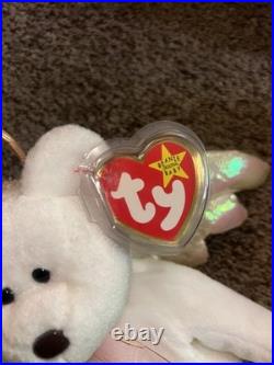 Ty Beanie Babies Halo the Angel Bear Toy (Tag Errors, Brown Nose, RARE) Ty Beanie Babies Halo the Angel Bear Toy (Tag Errors, Brown Nose, RARE)