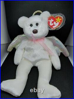 Ty Beanie Babies Halo the Angel Bear Toy With Rare Brown? Nose