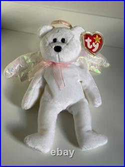 Ty Beanie Babies Halo the Bear (Rare) (Plastic Heart Case Included)