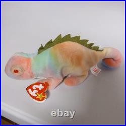 Ty Beanie Babies Iggy Rainbow Iguana 1997 RARE, ERRORS Excellent Retired, Baby