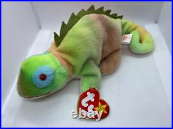 Ty Beanie Babies Iggy Rainbow Iguana 1997 RARE, ERRORS Excellent Retired, PVC