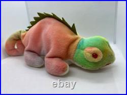 Ty Beanie Babies Iggy Rainbow Iguana 1997 RARE, ERRORS Excellent Retired, PVC