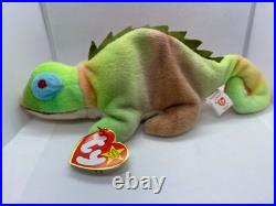 Ty Beanie Babies Iggy Rainbow Iguana 1997 RARE, ERRORS Excellent Retired, PVC