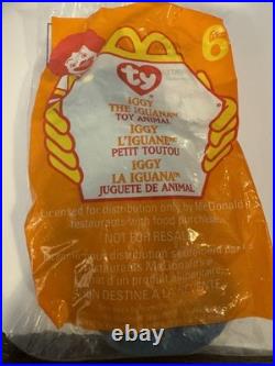 Ty Beanie Babies Iggy The Iguana #6 McDonald's Toy 1999 SEALED & Rare Errors