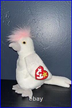 Ty Beanie Babies Kuku Cockatoo Bird Rare Retired TAG ERRORS