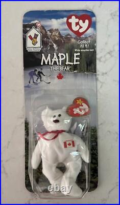 Ty Beanie Babies Maple Bear McDonald's with Box Rare Errors White Word Spacing