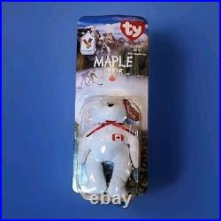 Ty Beanie Babies Maple Bear McDonald's with Box Rare Errors White Word Spacing