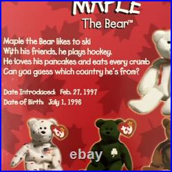 Ty Beanie Babies Maple Bear McDonald's with Box Rare Errors White Word Spacing