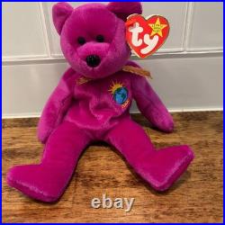 Ty Beanie Babies Millennium Bear Plush Toy Purple RARE