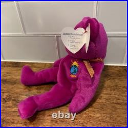 Ty Beanie Babies Millennium Bear Plush Toy Purple RARE
