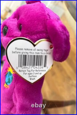 Ty Beanie Babies Millennium Bear Plush Toy Purple Very Rare Error Marks