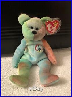 Ty Beanie Babies PEACE Bear Very Rare Retired Original February 1, 1996 Bear