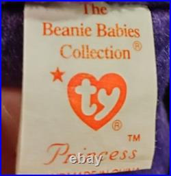 Ty Beanie Babies PRINCESS Diana Purple Bear 1997 ULTRA RARE some tag errors