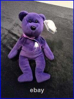 Ty Beanie Babies PRINCESS Diana Purple Bear 1997 ULTRA RARE some tag errors