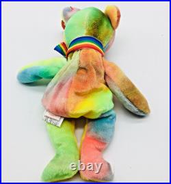 Ty Beanie Babies Peace Multicolor Teddy Bear VTG 1996 Gay Pride Rare 2 Tags