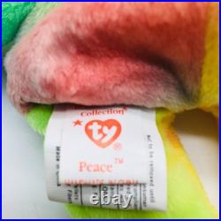 Ty Beanie Babies Peace Multicolor Teddy Bear VTG 1996 Gay Pride Rare 2 Tags