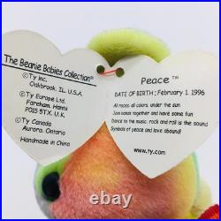 Ty Beanie Babies Peace Multicolor Teddy Bear VTG 1996 Gay Pride Rare 2 Tags