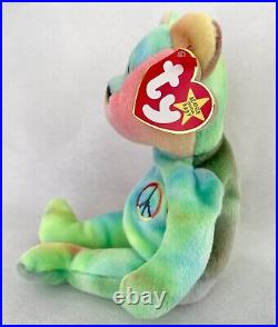 Ty Beanie Babies Peace bear 1996 RARE stamped 102 tag errors NEW