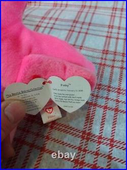 Ty Beanie Babies Pinky The Flamingo RARE RETIRED with tag errors