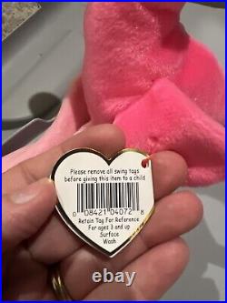 Ty Beanie Babies Pinky the Flamingo Plush Toy Tag Errors RARE! 1995