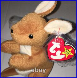 Ty Beanie Babies. Pouch Kangaroo 1996 RARE, ERRORS Retired, Baby PVC Pellets