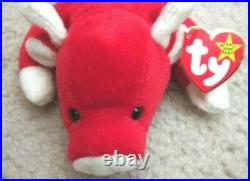 Ty Beanie Babies RARE Retired SNORT 1995 withTag Errors PVC, Authentic 10C#C