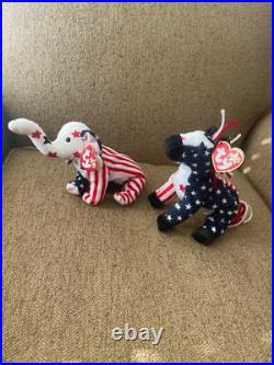 Ty Beanie Babies RARE Righty & Lefty 2000 with Tag Errors MINT CONDITION