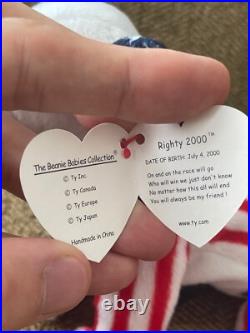 Ty Beanie Babies RARE Righty & Lefty 2000 with Tag Errors MINT CONDITION