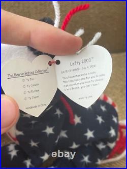 Ty Beanie Babies RARE Righty & Lefty 2000 with Tag Errors MINT CONDITION