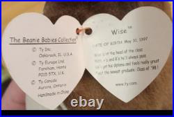 Ty Beanie Babies RARE errors Wise OwL 1997 STAMP INSIDE TUSH TAG class of'98 Ty Beanie Babies RARE errors Wise OwL 1997 STAMP INSIDE TUSH TAG class of'98