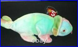 Ty Beanie Babies Rainbow Blue Chameleon 1997 RARE, ERRORS (Retired, Baby)