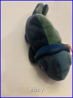 Ty Beanie Babies Rainbow Incorrect Blue Fabric Chameleon 1997 (Rare, Retired)