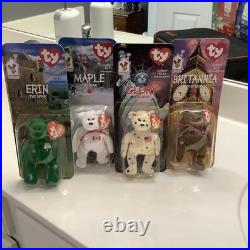 Ty Beanie Babies Rare Britannia, Maple, Erin, Glory Package 1999 Bear Tag