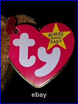 Ty Beanie Babies Rare Collectable Curly The Bear Plush 1993 label with 1996 bday