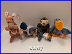 Ty Beanie Babies Rare Lot Includes Slowpoke Pouch withJoey Scoop & Jake /See Pics