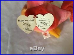 Ty Beanie Babies Rare Strut The Rooster. Red Pink And Orange Roster. MWMT