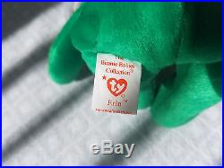 Ty Beanie Babies Retired Erin Bear Irish Green Shamrock Rare Collectible Toy