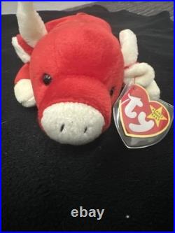 Ty Beanie Babies SNORT RED BULL 1995 RARE ORIGINAL SEE TAG PHOTOS