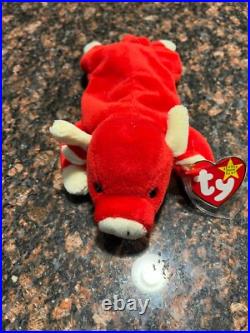Ty Beanie Babies SNORT RED BULL 1995 RARE ORIGINAL SEE TAG PHOTOS MINT COND