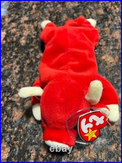 Ty Beanie Babies SNORT RED BULL 1995 RARE ORIGINAL SEE TAG PHOTOS MINT COND