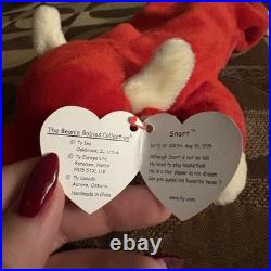 Ty Beanie Babies SNORT RED BULL 1995 RARE ORIGINAL SEE TAG PHOTOS MINT NWT