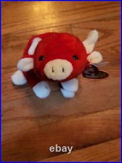 Ty Beanie Babies Snort Red Bull 1995 RARE, ERRORS (Excellent, Retired, Baby)