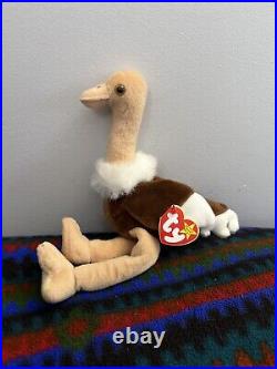 Ty Beanie Babies Stretch Ostrich 1997 RARE, ERRORS (Retired, Baby)