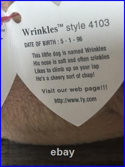 Ty Beanie Babies Wrinkles Bulldog 1996 RARE