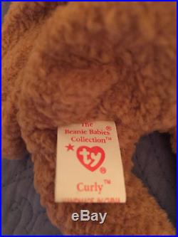 Ty Beanie Baby 1993 Curly Bear Retired With Tag Errors Rare